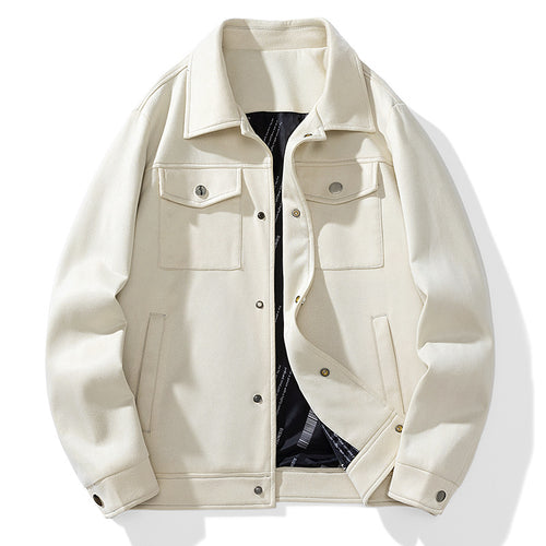 Herren Wildlederoptik Truckerjacke mit gesteppter Innenfütterung und Pattentaschen Nord Taschen