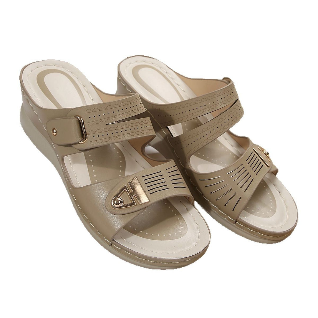 Damen Wedge-Pantoletten mit raffiniertem Riemchendesign und ergonomischem Fußbett