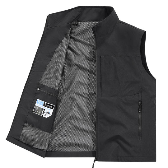 Herren Multifunktionale Outdoor-Weste mit winddichter Mikrofaser, Mesh-Innenfutter und verdeckten Reißverschlusstaschen Nord Taschen