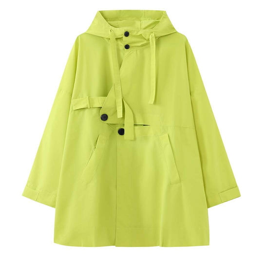 Damen Oversize-Regenparka mit Kapuze, hohem Stehkragen und verdeckter Knopfleiste Nord Taschen