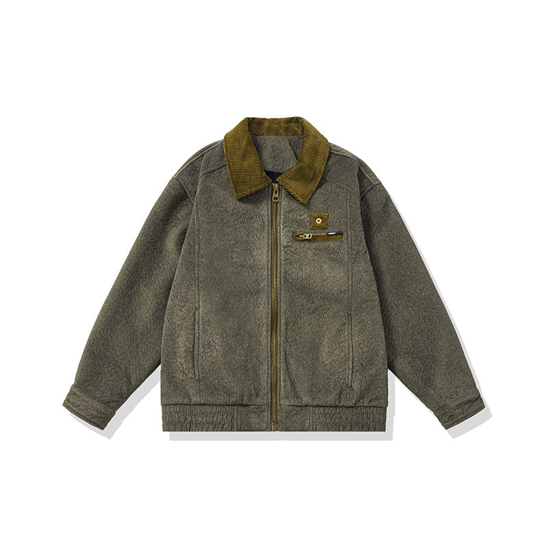 Herren Kurz geschnittener Fleece‑Blouson mit Cordkragen und Sicherheitsbrusttasche Nord Taschen