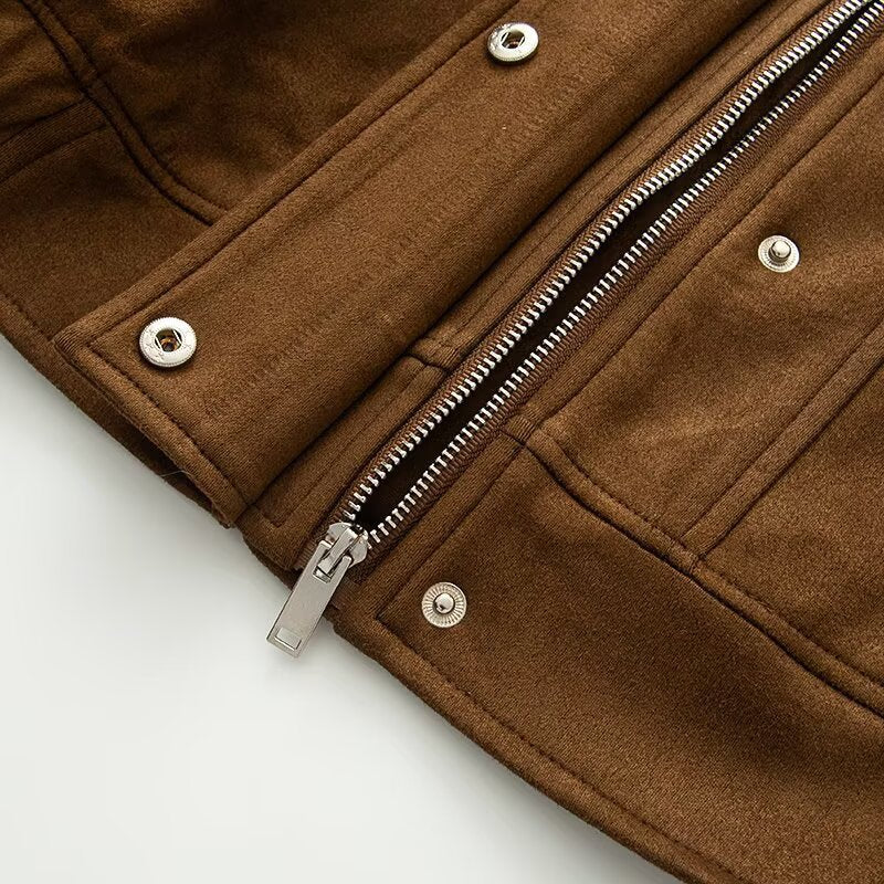 Damen Cropped Wollmix-Fieldjacke mit Stehkragen, verdecktem Verschluss und großen Pattentaschen Nord Taschen