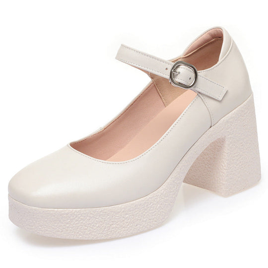 Damen Trendige Plateau-Mary Jane Schuhe mit elegantem Riemen Nord Taschen