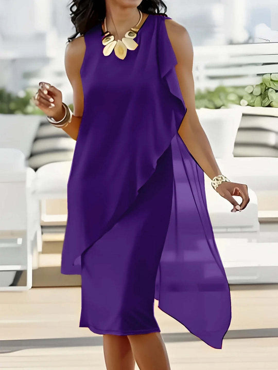 Damen asymmetrisches Chiffonkleid mit fließendem Schnitt
