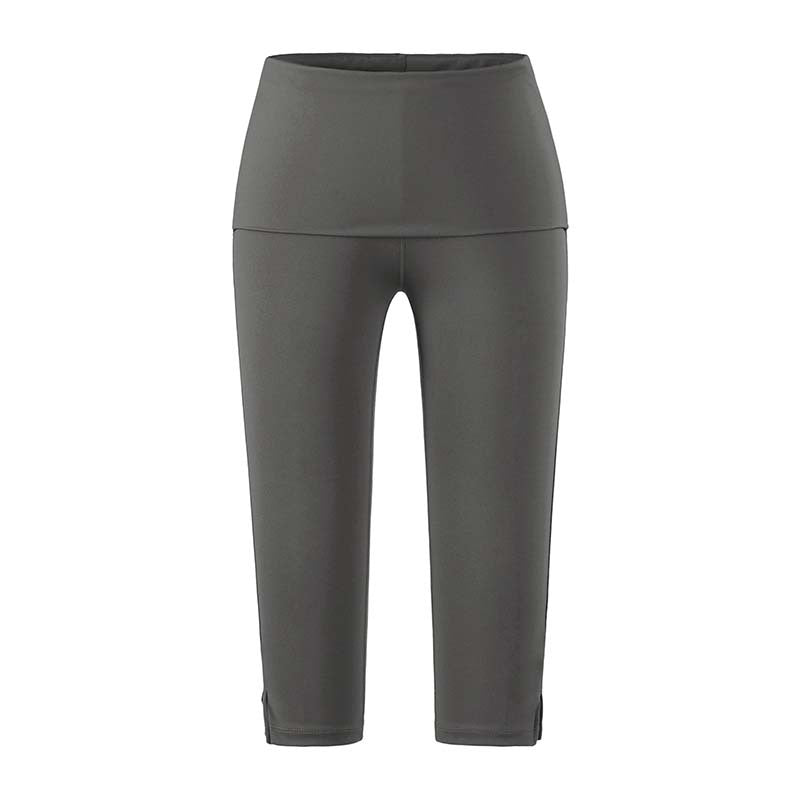 Damen Capri-Leggings mit hohem Umschlagbund, Shaping-Effekt und seitlichem Bein-Schlitz Nord Taschen