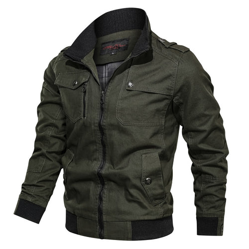 Herren robuste Canvas-Pilotenjacke mit Schulterepauletten, Rippbündchen und Multifunktions-Taschen Nord Taschen