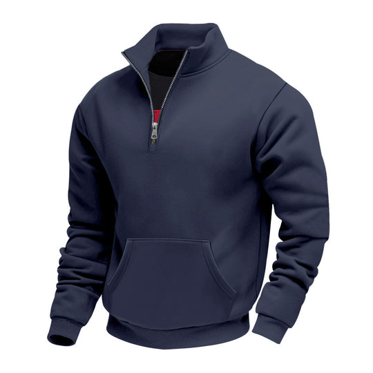 Herren Halbzip-Sweatshirt mit Stehkragen, Kängurutasche und Rippbündchen Nord Taschen