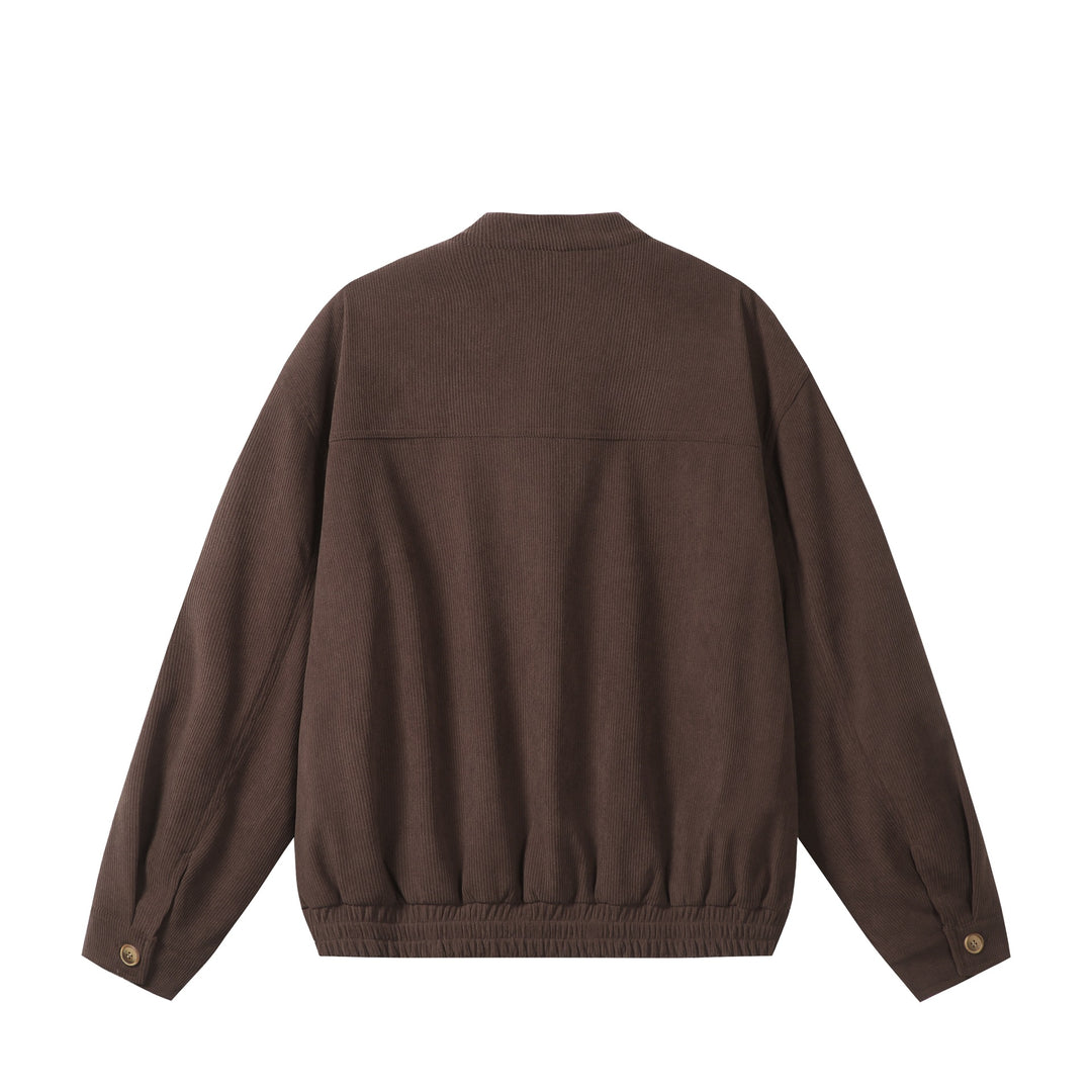 Unisex weit geschnittene Cord‑Blousonjacke mit Stehkragen, durchgehendem Reißverschluss und elastischem Saum Nord Taschen