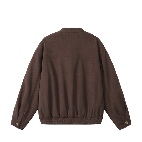 Unisex weit geschnittene Cord‑Blousonjacke mit Stehkragen, durchgehendem Reißverschluss und elastischem Saum Nord Taschen