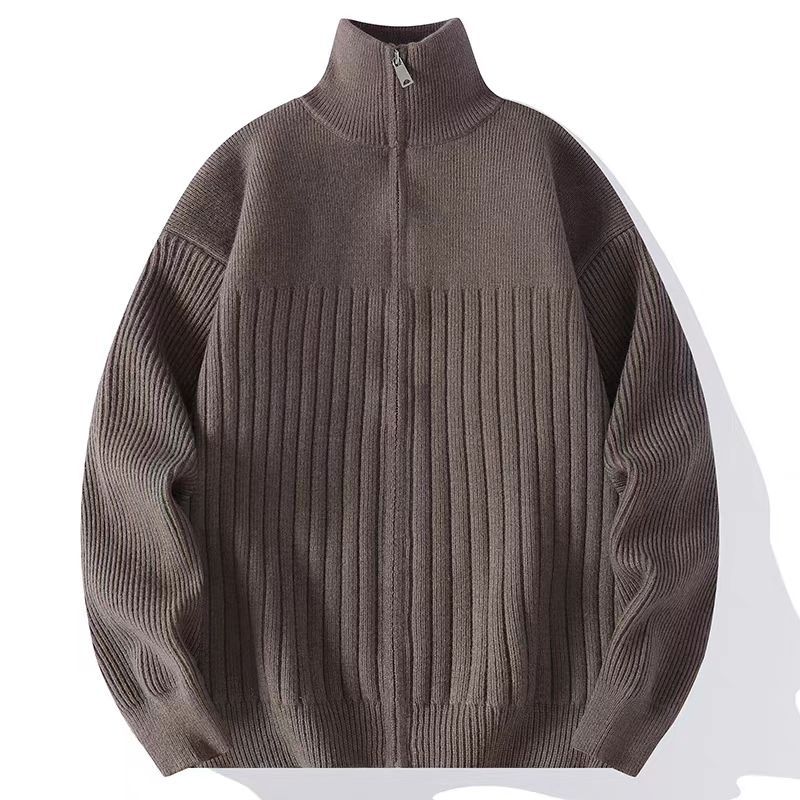 Herren Strukturierter Strickpullover mit halbem Reißverschluss und Rippenstruktur Nord Taschen