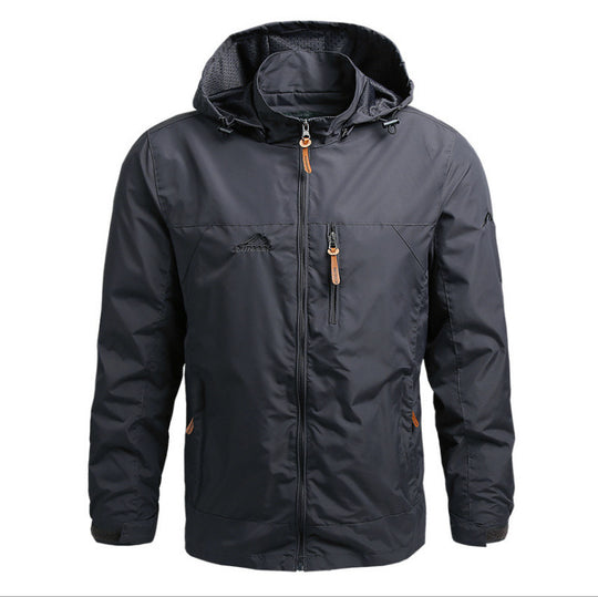 Herren Leichte wasserabweisende Kapuzen‑Windjacke mit Brusttasche und verstellbarem Saum Nord Taschen