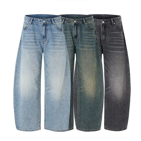 Herren Extrem weite Vintage-Denim Baggy-Jeans mit tiefem Schritt Nord Taschen