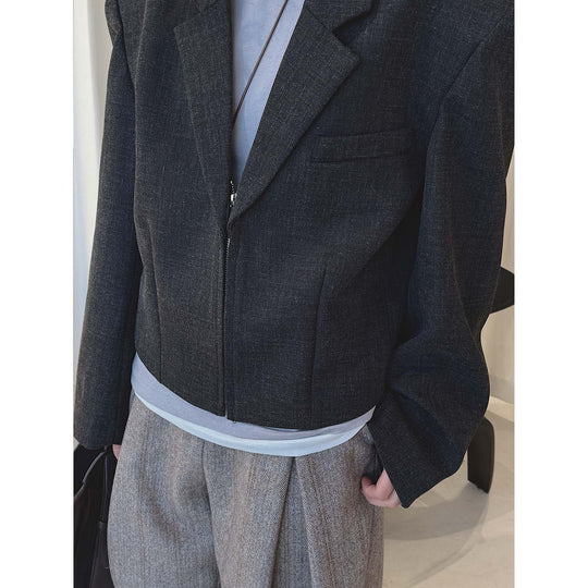 Damen Oversize Wollblend-Blazer mit markanter Schulterpartie Nord Taschen