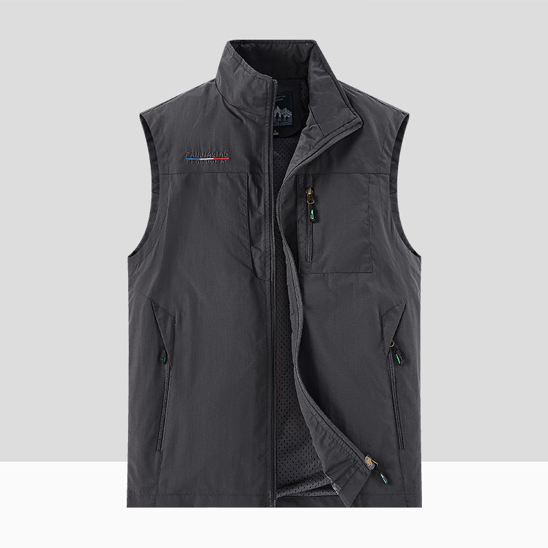 Herren Technische Outdoor-Weste mit atmungsaktivem Mesh-Futter, Reißverschlusstaschen & Stehkragen Nord Taschen