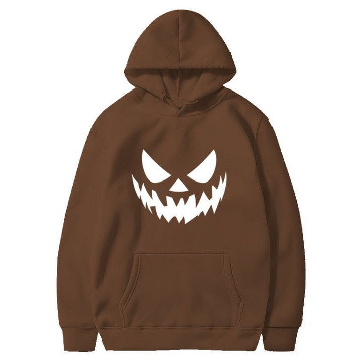 Unisex Kapuzenpullover mit gruseligem Kürbisgesicht-Print und Oversize Kängurutasche Nord Taschen