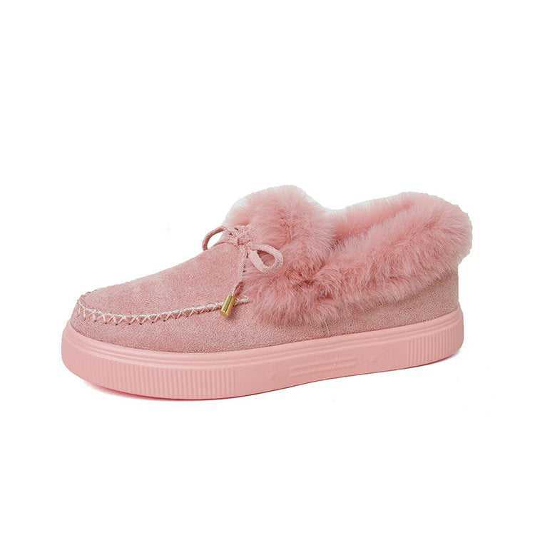 Damen Kuschel‑Mokassin‑Slipper mit hochfloriger Fellmanschette, dekorativer Steppnaht und leichtem Plateau‑Sohlenprofil Nord Taschen