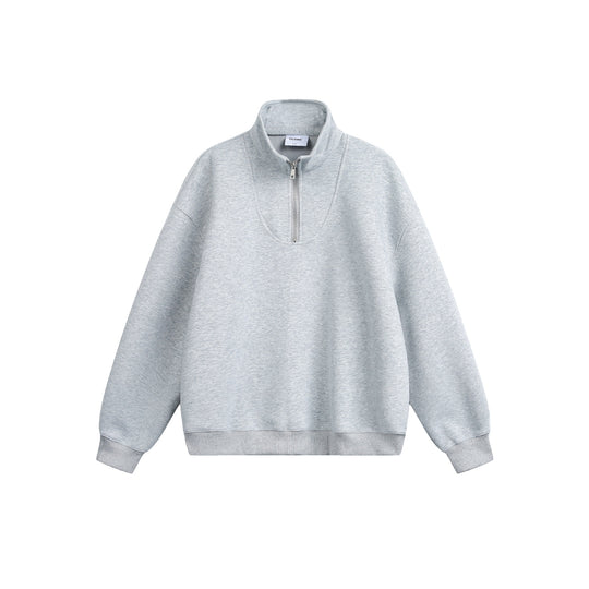 Damen Oversize Sweatshirt mit halbem Reißverschluss und Stehkragen Nord Taschen