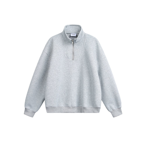 Damen Oversize Sweatshirt mit halbem Reißverschluss und Stehkragen Nord Taschen
