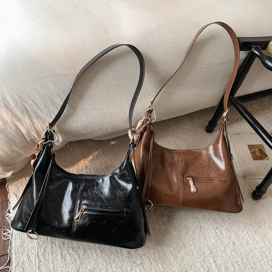 Damen Hobo-Tasche mit strukturiertem Leder und praktischem Reißverschluss Nord Taschen