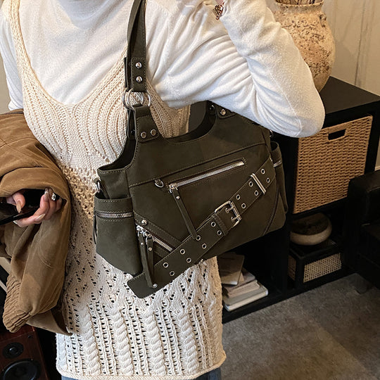 Damen Hobo-Tasche aus hochwertigem Veloursleder mit multifunktionalen Taschen Nord Taschen