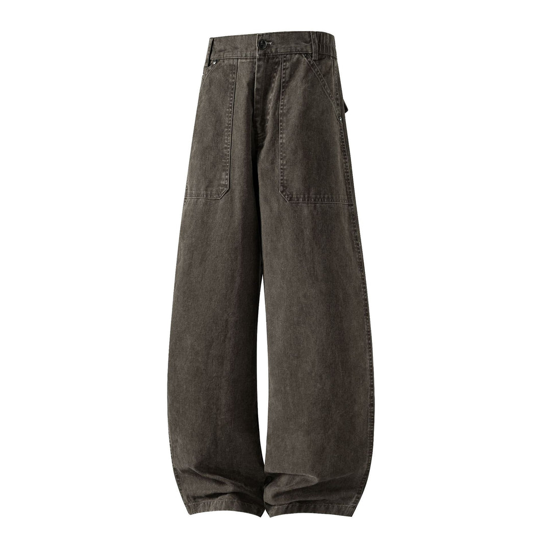 Damen Weite Utility-Jeanshose mit hoher Taille und großen aufgesetzten Taschen Nord Taschen