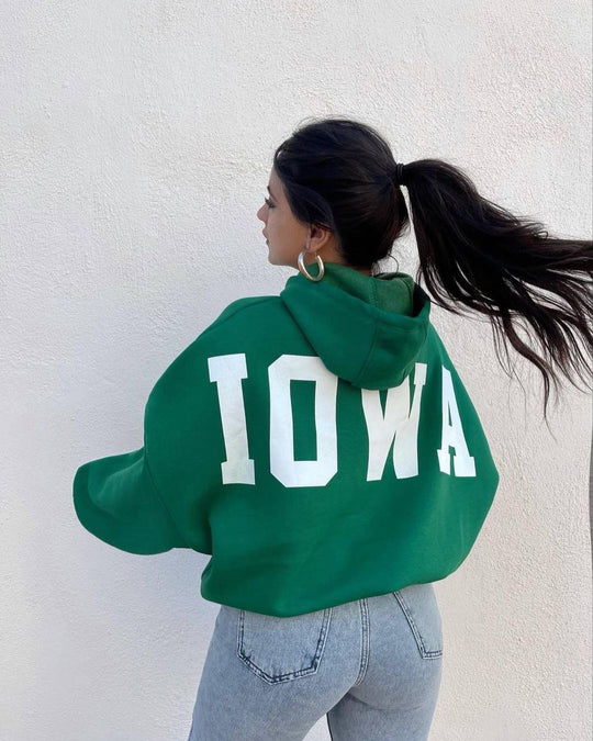 Damen Oversized Cropped Hoodie mit großem Lettering, Kapuze und relaxed Fit Nord Taschen