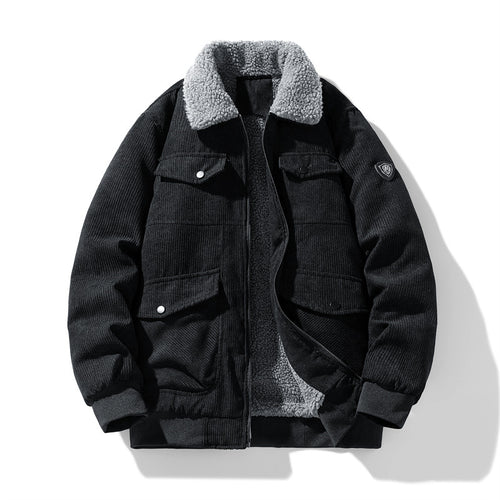 Herren Cord-Fieldjacke mit Teddyfutter, gesteppter Isolierung und Multifachtaschen Nord Taschen