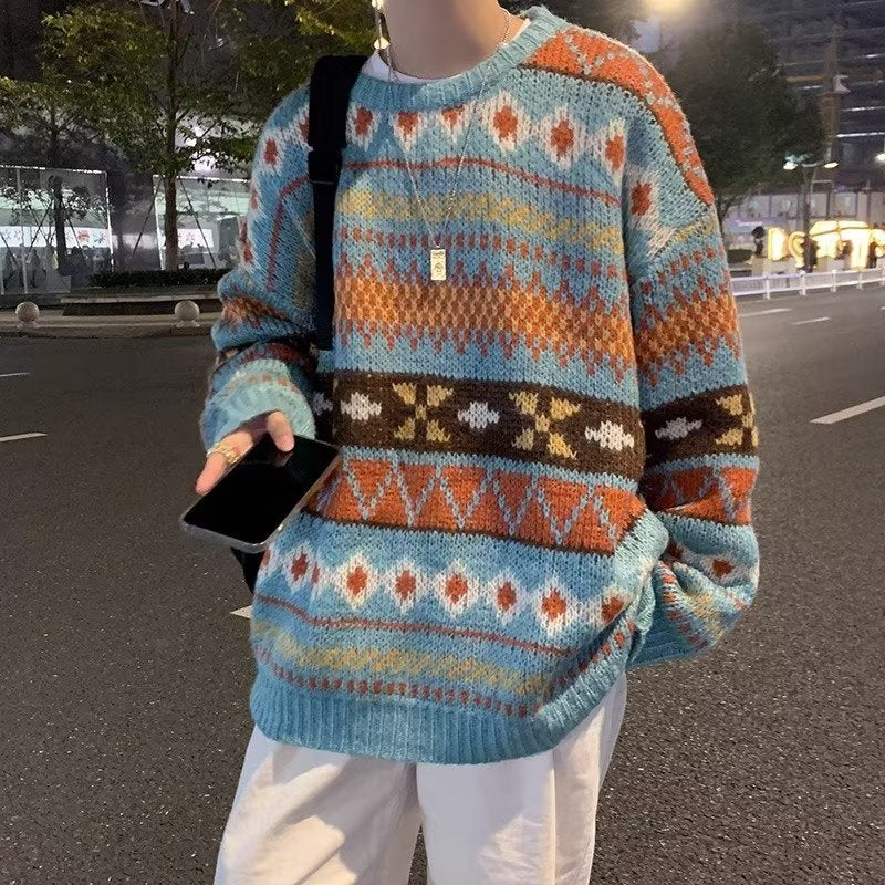 Damen Gemütlicher Grobstrickpullover mit grafischem Muster Nord Taschen