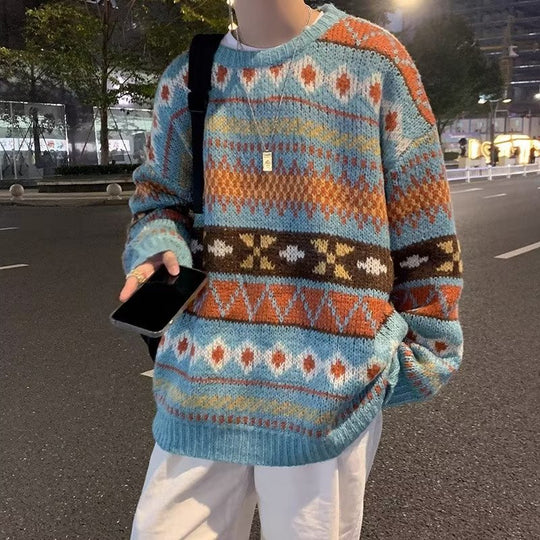 Damen Gemütlicher Grobstrickpullover mit grafischem Muster Nord Taschen