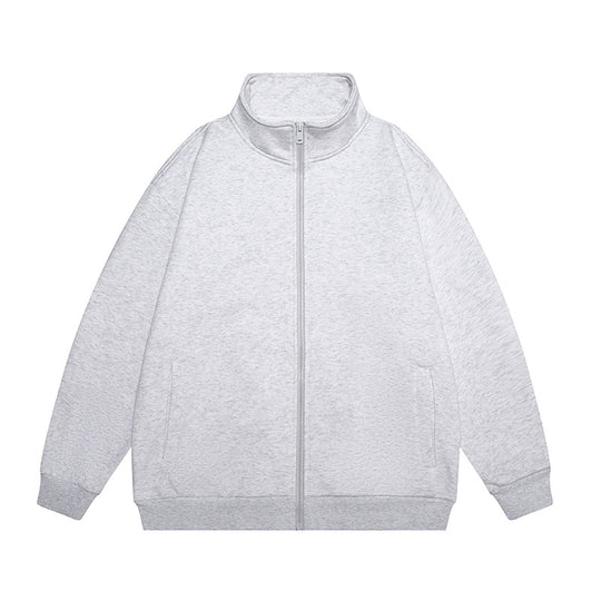 Herren Oversize Sweatjacke mit Stehkragen, durchgehendem Reißverschluss und geripptem Saum Nord Taschen