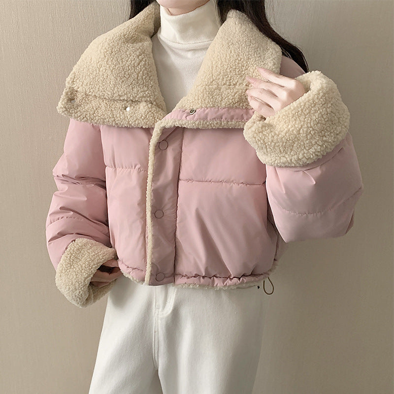 Damen nan kurze wattierte Jacke mit hochschließendem Schalkragen und Teddybündchen Nord Taschen