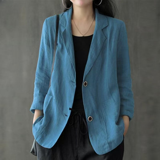 Damen Lässiger Leinenblazer Nord Taschen