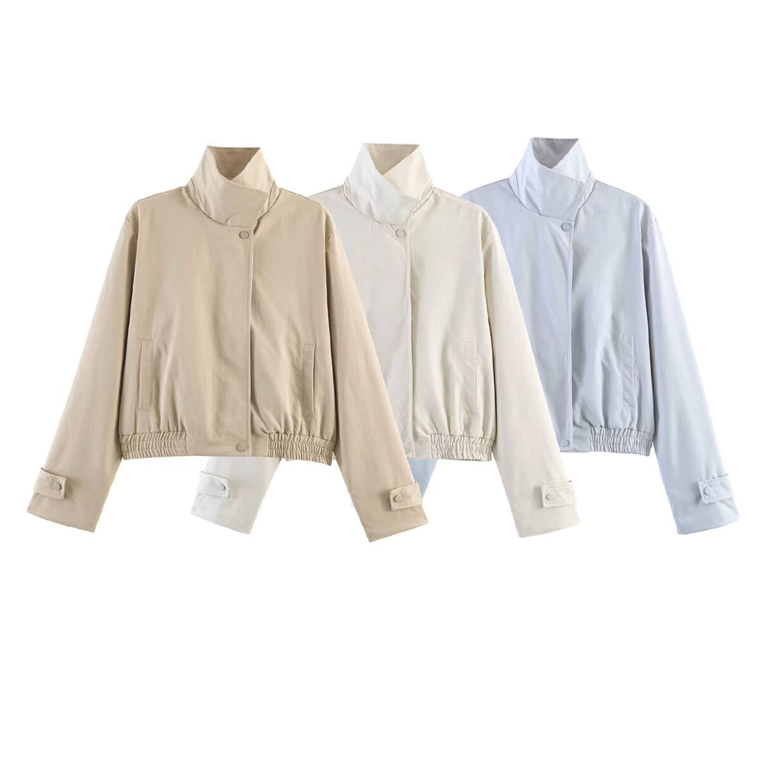 Damen Kurze wasserabweisende Blousonjacke mit hohem Stehkragen und Taillenbündchen Nord Taschen
