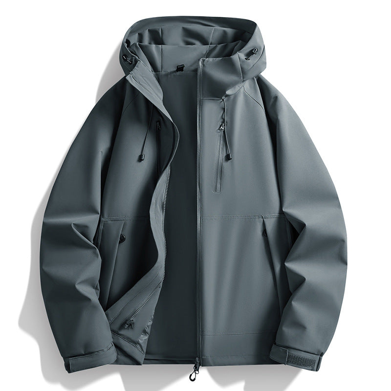 Herren Softshelljacke mit Kapuze, winddichter Außenlage, verstellbarem Saum & Reißverschluss-Taschen Nord Taschen
