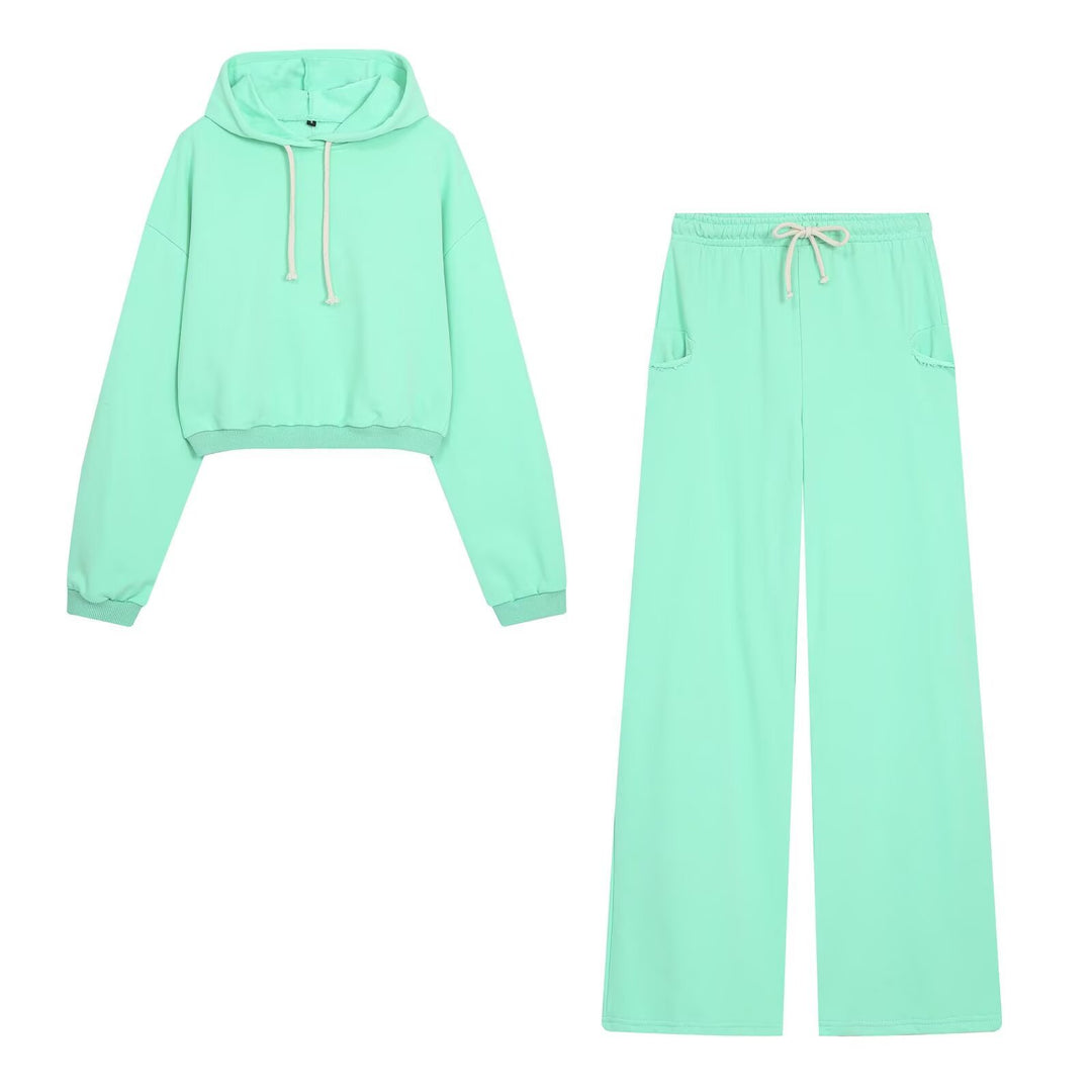 Damen Cropped-Hoodie und Palazzo-Loungehose Set Nord Taschen