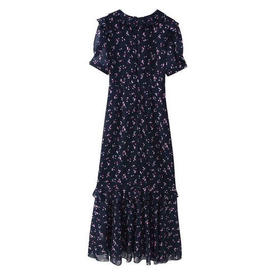 Damen Maxikleid mit Volants, V-Ausschnitt und floralem Chiffon-Look Nord Taschen
