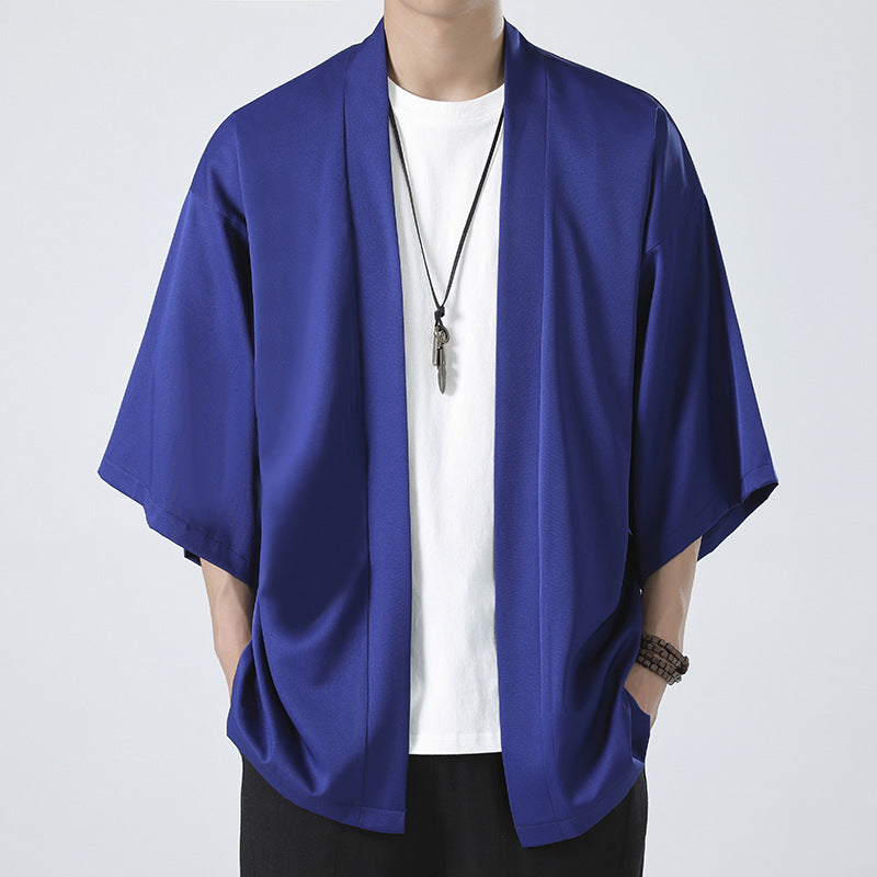 Herren kimonoartige Kurzjacke im Oversize-Stil mit offenem Schnitt und weichem Fall Nord Taschen