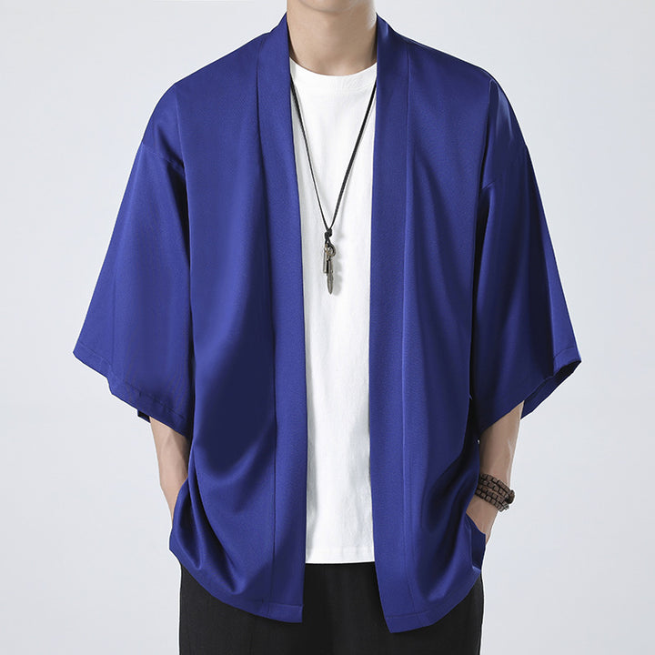 Herren kimonoartige Kurzjacke im Oversize-Stil mit offenem Schnitt und weichem Fall Nord Taschen