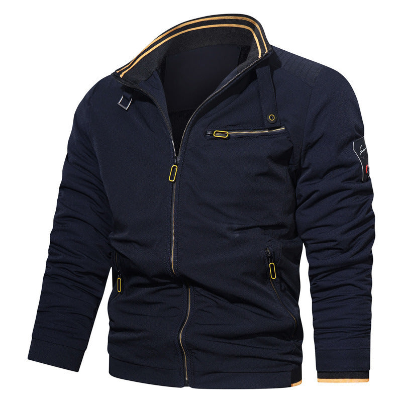 Herren Sportlich-urbaner Collegeblouson mit Stehkragen Reißverschlussfront und UtilityDetails Nord Taschen