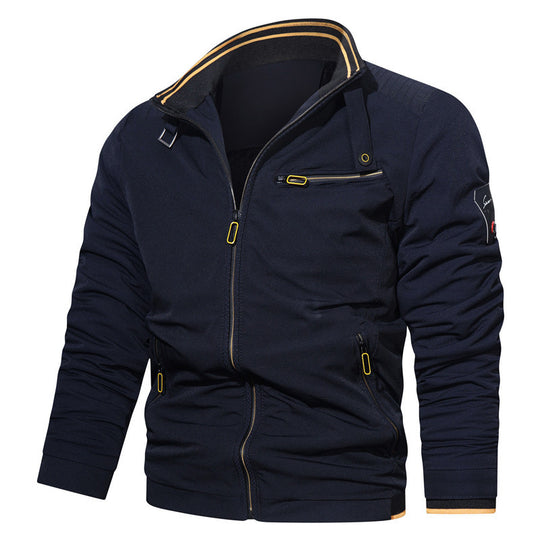 Herren Sportlich-urbaner Collegeblouson mit Stehkragen Reißverschlussfront und UtilityDetails Nord Taschen