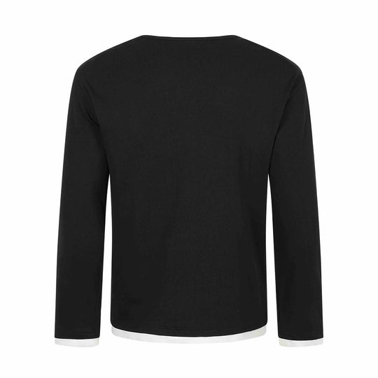 Damen Langarmshirt mit asymmetrischem Schlauchkragen und Grafik‑Music‑Print Nord Taschen