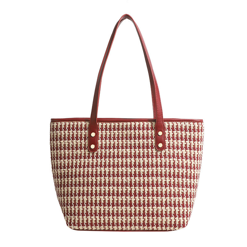 Damen Einkaufstasche mit eleganter Henkeldesign und handgewebtem Muster Nord Taschen