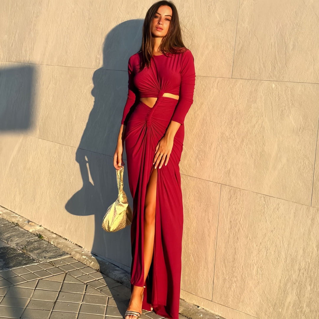 Damen elegantes Wickelkleid mit raffinierten Drapierungen und Cut-Out-Details Nord Taschen