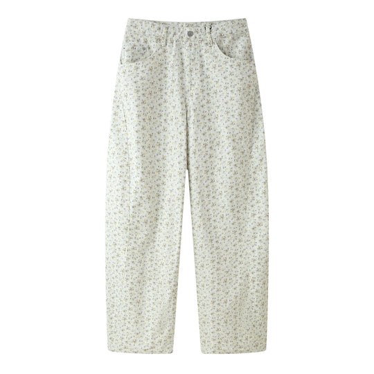 Damen Hochtaillierte weite Hose mit floralem Alloverprint und geradem Bein Nord Taschen