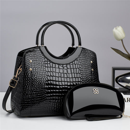 Damen moderne Handtasche mit luxuriösen Krokodilleder-Design und abnehmbarer Kosmetiktasche Nord Taschen