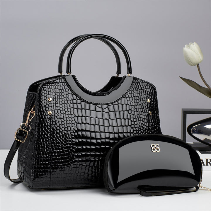 Damen moderne Handtasche mit luxuriösen Krokodilleder-Design und abnehmbarer Kosmetiktasche Nord Taschen