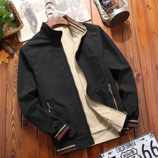 Herren Leichte Bomberjacke im urbanen Utility‑Look mit gestreiften Rippbündchen & Reißverschlusstaschen Nord Taschen