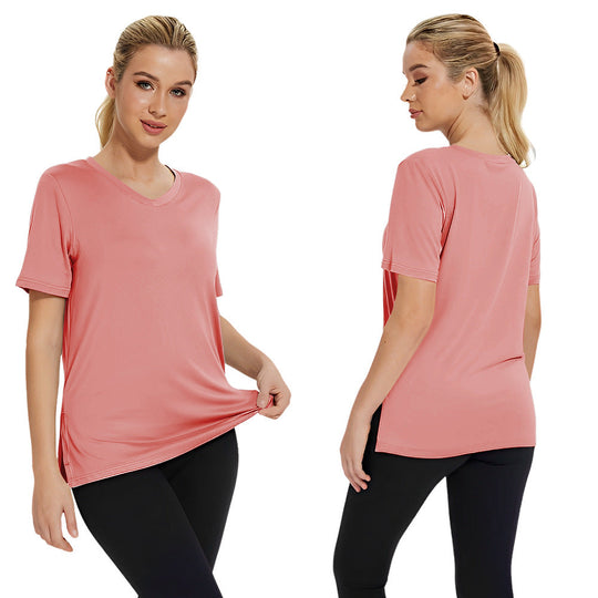 Damen Funktionales V-Ausschnitt Sportshirt mit atmungsaktiver Technologie Nord Taschen