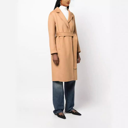 Damen Midilanger Wickelmantel im Clean‑Cut aus Woll‑Kaschmirmix mit Bindegürtel Nord Taschen
