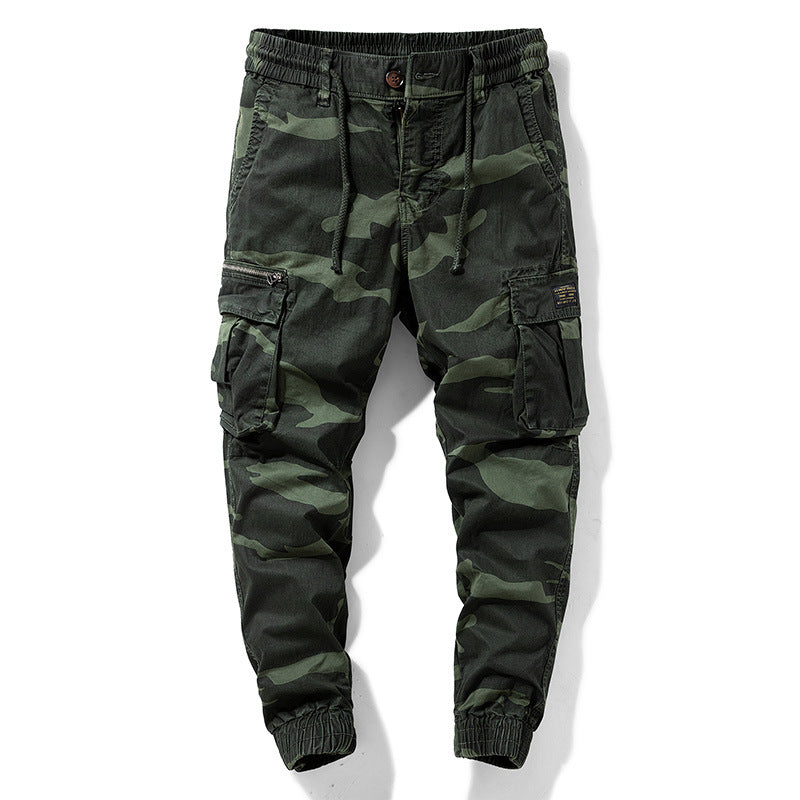 Herren Camouflage‑Cargo‑Jogger aus robustem Baumwollmix mit Tunnelzugbund, Reißverschluss‑Tasche und gerippten Knöcheln Nord Taschen